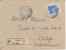 Yugoslavia Registered Cover Sent To Czechoslovakia Sarajevo 24-11-1946 Single Franked - Cartas & Documentos