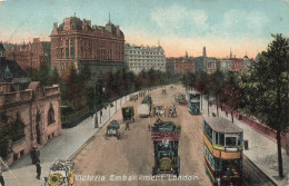 ROYAUME-UNI - Victoria Embankment London - Vue De Différents Transports - Animé - Carte Postale Ancienne - Otros & Sin Clasificación