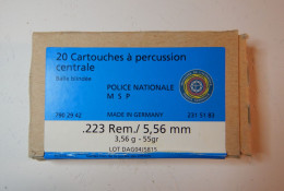 Rare - Boite Vide De .223 Rem . 5,56 Mm Police Nationale - Armes Neutralisées