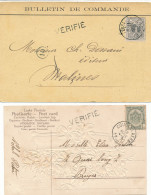 2 Griffes Vérifié Sur Imprimée Liège 1893 Et Couckelaere190 ? - 1869-1888 Lion Couché (Liegender Löwe)