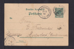 1900 - 5 Pf. Ganzsache  Aus Tsingtau-Woosung Via Shanghai Nach Dedesdorf - Briefe U. Dokumente