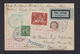 1929 - Mischfrankatur Auf Flugpostkarte Mit Flugpoststempel "Stockholm - Kalmar - Stettin - Berlin" - Lettres & Documents