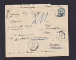 1896 - 10 K. Ganzsache Mit Zufrankatur Als Einschreiben In Die Schweiz - Brieven En Documenten