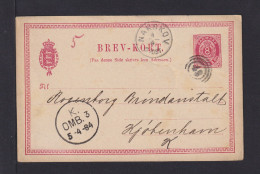 1884 - 10 Ö. Ganzsache Ab NAKSKOV Nach Kopenhagen - Storia Postale