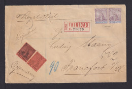 1902 - Mischfrankatur Auf Einschreibbrief Ab Port Of Spain Nach Frankfurt - Trinidad Y Tobago