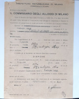 R.S.I Documento Il Commissario Degli Alloggi Di Milano Richiesta E Disposizione Di Alloggio Datato 16 Aprile 1945 - Decrees & Laws