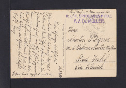 1918 - Feldpoststempel "..Epidemiespital Dr. Müller" - Feldpostkarte Nach Bad Ischl - Médecine