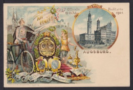 5 Pf. Privat Ganzsache "Radfahrer Union Augsburg 1901" - Ungebraucht - Cycling