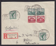 1931 - Flaggenstempel "Hamburg New York" Auf Einschreibebrief Mit Entsprechenden R-Zettel Nach Potsdam - Marittimi