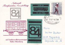 Germany DDR 1984 Bahnpost 3507 Halleisaalei - Naumburgisaalei 14-07-1984 - Treinen