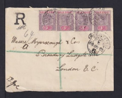 1902 - 4x 1 P. Auf Einschreibebrief Ab TARKWA Nach London - Costa D'Oro (...-1957)