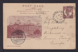 1908 - 1 P. Bild Ganzsache "Parlament House" Ab Brisbane Nach Magdeburg - Stempel "10/CTMS/T" - Brieven En Documenten