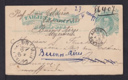 1890 - 4 C. Grün Ganzsache Ab Buenos Aires Nach Bremen - Zurück-Vermerke - Cartas & Documentos