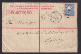 1890 - 4 P. Einschreib Ganzsache Mit Zufrankatur Ab MILPERINKA Nach Sydney - Storia Postale