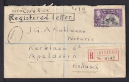 1939 - 12 C. Auf Einschreibbrief Ab Trinidad Nach Holland - Trinidad & Tobago (...-1961)