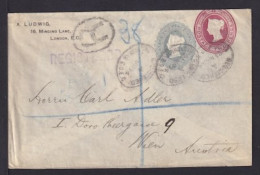 1894 - 2 1/2 Neben 2 P. Privat Ganzsache Als Einschreiben Ab London Nach WIen - Brieven En Documenten