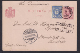 1897 - 2 1/2 C. Ganzsache Mit 5 C. Zufrankiert Ab Paramaribo Nach Tennstedt - Suriname ... - 1975