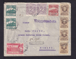 1910 - Mischfrankatur Mit 25 C. Espresse Auf Einschreibbrief Nach Rimini - Storia Postale