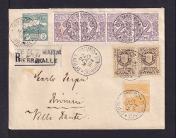 1914 - Dekorative Mischfrankatur Auf Einschreibbrief Ab SERRAVALLE Nach Italien - Storia Postale