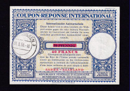 1958 - 40 Francs Überdruck Antwortschein Mit Ausgabestempel Saarbrücken - Lettres & Documents