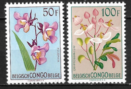 Congo Belge 1952 Flowers 50 Fr. Eulophia + 100 Fr. Cryptose-palum Y & T 322-323 MH - Ongebruikt