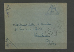 France  Lettre FM Poste Aux Armées 15/02/1945 Controlée Par La Censure FFL  Visa Croix De Lorraine à   Villeurbanne TB - Liberation