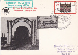 Germany DDR 1984 50 Jahre Erstfahrt Schwepnitz - Strassgrächen Personenzug 4856 17-12-1984 - Treinen