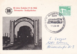 Germany DDR 1984 50 Jahre Erstfahrt Schwepnitz - Strassgrächen  17-12-1984 - Treinen