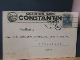 106/303  CP  ALLEMAGNE  1920  CIGARETTEN-FABRIK CONSTANTIN - Tabaco