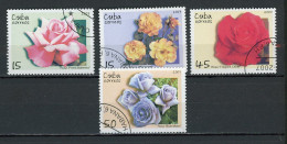 CUBA -  ROSES  N°Yt 4515+4516+4517+4518 Obl. - Oblitérés