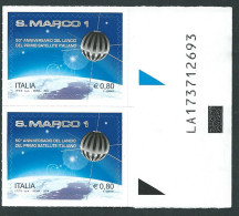 Italia 2014; Satellite San Marco: Coppia Con Codice Alfanumerico. - Barcodes