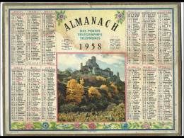 Almanach  Calendrier  P.T.T  -  La Poste -  1958 - Vendanges - Tamaño Grande : 1941-60