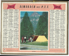 Almanach  Calendrier  P.T.T  -  La Poste -  1958 - Camping - Big : 1941-60