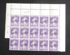 ALGERIE - 1924 - Préo N°YT. 7 - Type Semeuse 35c Violet - Bloc De 15 Bord De Feuille - Neuf Luxe ** / MNH - Altri & Non Classificati