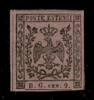 Antichi Stati Italiani - Modena - 1853 - 9 Cent Viola Lilla (2a - Segnatasse Giornali) - Invisibile Piccola Traccia Di L - Autres & Non Classés