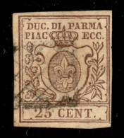 Antichi Stati Italiani - Parma - 1857 - 25 Cent (10) Usato - Cert. Diena - Other & Unclassified