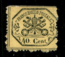 Antichi Stati Italiani - Stato Pontificio - 1868 - 40 Cent Giallo Intenso (29c) - Gomma Originale - Autres & Non Classés