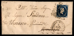 Antichi Stati Italiani - Sardegna - 20 Cent (2) Su Bustina Da Nizza A Mondovi Del 8.3.53 - Cert. AG (1.650) - Sonstige & Ohne Zuordnung