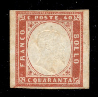 Antichi Stati Italiani - Sardegna - 1860 - 40 Cent Rosso (16C) - Gomma Originale  - Cert. AG - Andere & Zonder Classificatie