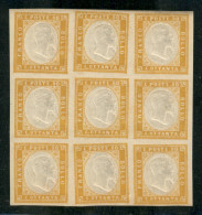 Antichi Stati Italiani - Sardegna - 1861 - 80 Cent (17C) - Blocco Di 9 - Gomma Integra - Other & Unclassified