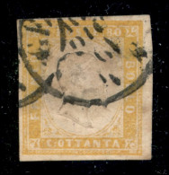 Antichi Stati Italiani - Sardegna - 1861 - 80 Cent Giallo Arancio (17C) - Usato - Otros & Sin Clasificación