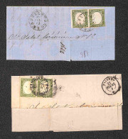 Regno - Vittorio Emanuele II - 1861/1863 - Quattro Testatine Di Lettere Col 5 Cent (Sardegna) In Coppia Orizzontale E St - Altri & Non Classificati
