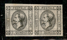 Regno - Vittorio Emanuele II - 1863 - Prove - Coppia Del 15 Cent (12) Con Più Impronte In Nero Sovrapposte Fronte Retro  - Otros & Sin Clasificación