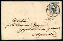 Regno - Vittorio Emanuele II - Involucro Di Lettera Affrancato Con 15 Cent (12) Da Fermo A Macerata Del 26.3.65 - Cert V - Autres & Non Classés