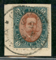 Regno - Umberto I - 1889 - 5 Lire Umberto (49) Su Frammento - Molto Bello - Cert. Diena - Otros & Sin Clasificación