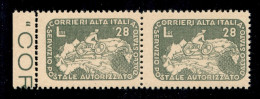 Regno - COR.AL.IT. - 1945 - 28 Lire Ciclista (9c+9) - Coppia Orizzontale Con Con Doppia Dentellatura Verticale A Sinistr - Other & Unclassified