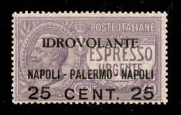 Regno - Posta Aerea - 1917 - 25 Cent Napoli Palermo (2ab - Aerea) Con Soprastampa In Basso - Gomma Originale - Andere & Zonder Classificatie