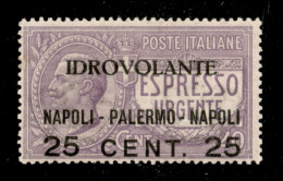 Regno - Posta Aerea - 1917 - 25 Cent Napoli Palermo (2ab - Aerea) Con Soprastampa In Basso - Gomma Originale - Other & Unclassified