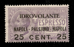 Regno - Posta Aerea - 1917 - 25 Cent Napoli Palermo (2ac) Con Soprastampa A Destra - Gomma Originale - Autres & Non Classés