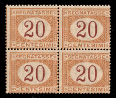 Regno - Servizi - 1894 - 20 Cent (22p) In Quartina Con Decalco Completo - Gomma Integra - Other & Unclassified